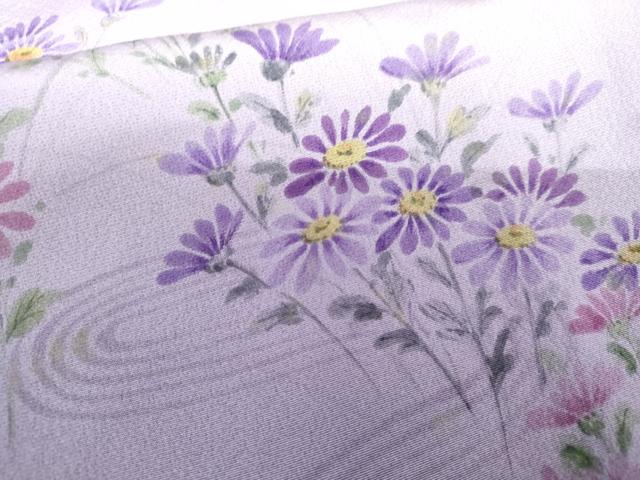 平和屋着物●訪問着　作家物　洋子　手描き　流水草花文　暈し染め　正絹　逸品　AABH8969cs