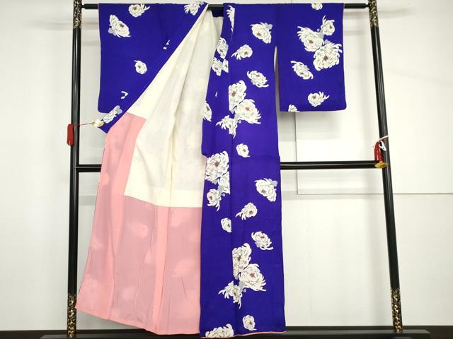 平和屋着物●アンティーク　大正ロマン　小紋　菊　正絹　逸品　AABH8970cs
