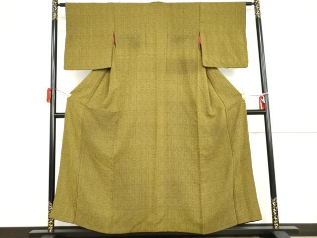 平和屋着物●アンティーク　大正ロマン　お召　みじん格子　黒地　正絹　逸品　AABH8971cs