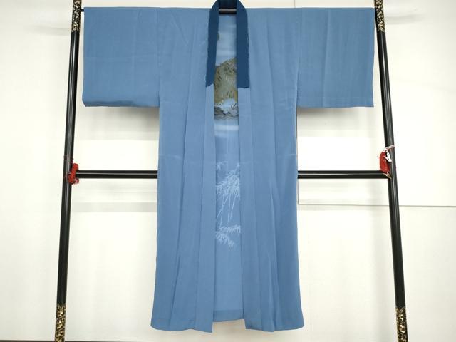 平和屋着物●男性　長襦袢　無双仕立て　笹竹に虎　暈し染め　金彩　洗える着物　AABH8972cs