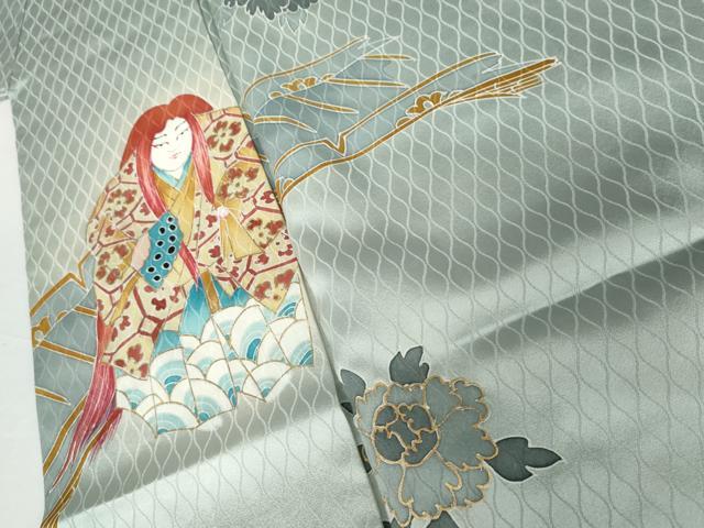 平和屋着物●男性　訪問着　猩々　暈し染め　金彩　正絹　逸品　AABH8976cs