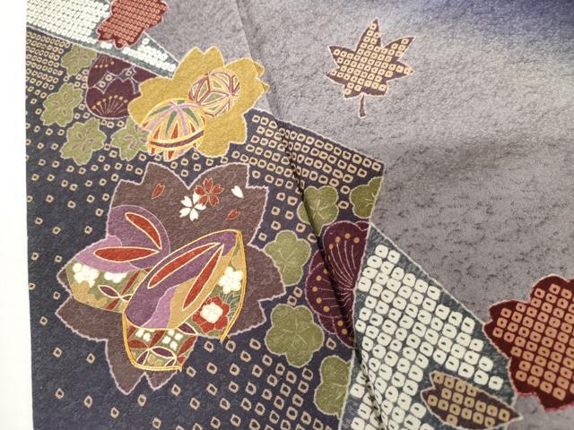 平和屋着物●豪華振袖　駒刺繍　舞桜　玩具　暈し染め　金彩　正絹　逸品　AABH8977cs