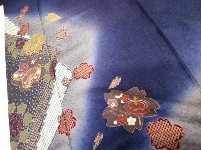 平和屋着物●豪華振袖　駒刺繍　舞桜　玩具　暈し染め　金彩　正絹　逸品　AABH8977cs