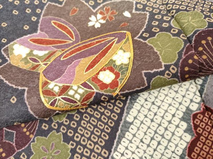平和屋着物●豪華振袖　駒刺繍　舞桜　玩具　暈し染め　金彩　正絹　逸品　AABH8977cs