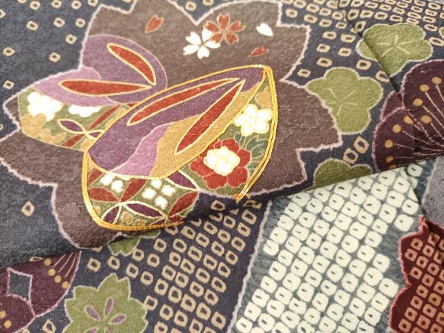 平和屋着物●豪華振袖　駒刺繍　舞桜　玩具　暈し染め　金彩　正絹　逸品　AABH8977cs