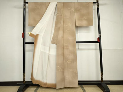 平和屋着物●上質な小紋　地紋起こし　風景文　暈し染め　正絹　逸品　AABH8978cs