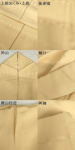平和屋着物●上質な色無地　菱繋ぎ地紋　蜂蜜色　正絹　逸品　AABH8979cs