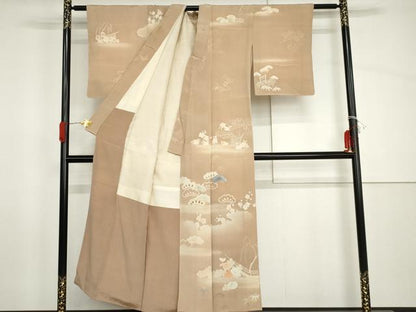 平和屋着物●アンティーク　大正ロマン　訪問着　松竹梅文　正絹　逸品　AABH8981cs