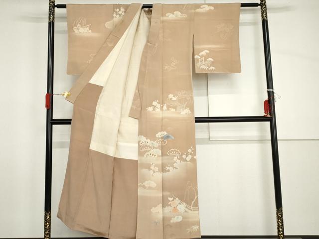 平和屋着物●アンティーク　大正ロマン　訪問着　松竹梅文　正絹　逸品　AABH8981cs
