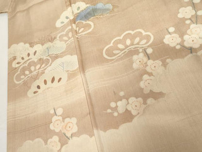平和屋着物●アンティーク　大正ロマン　訪問着　松竹梅文　正絹　逸品　AABH8981cs