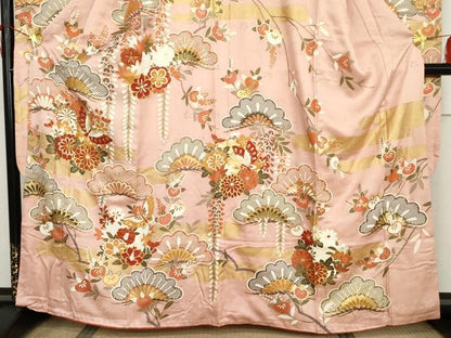 平和屋着物●豪華振袖　駒刺繍　花蝶松文　金彩　正絹　逸品　AABH8983cs