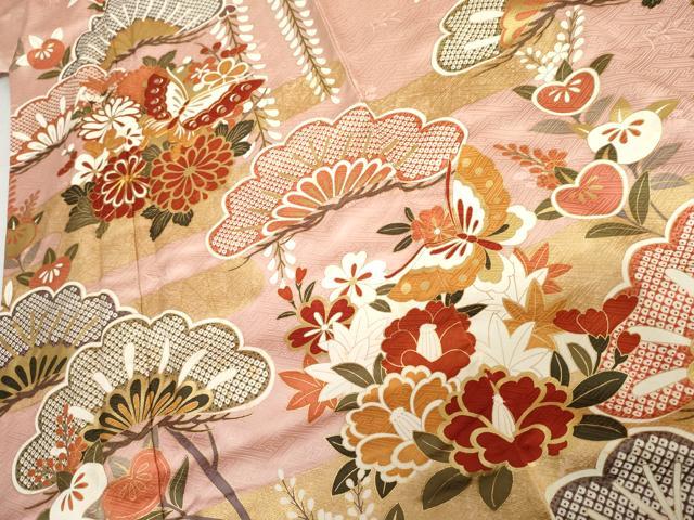 平和屋着物●豪華振袖　駒刺繍　花蝶松文　金彩　正絹　逸品　AABH8983cs