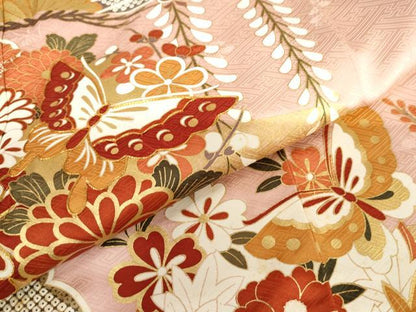 平和屋着物●豪華振袖　駒刺繍　花蝶松文　金彩　正絹　逸品　AABH8983cs