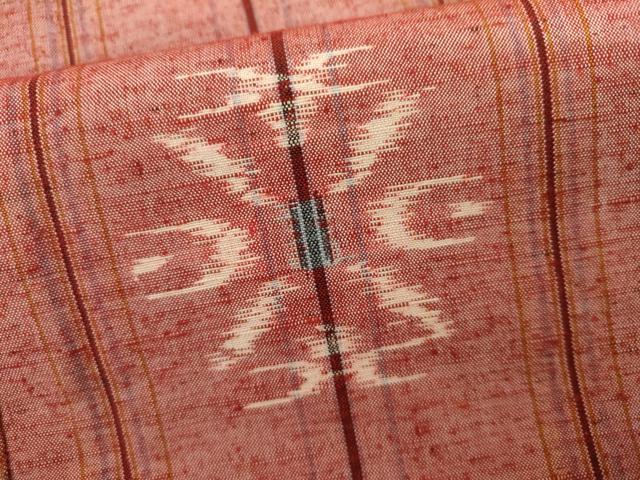 平和屋着物●琉球絣　紬　幾何学花文　正絹　逸品　AABH8984cs