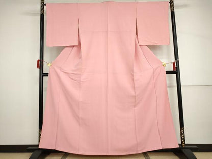 平和屋着物●上質な色無地　紅梅色　正絹　逸品　AABH8985cs