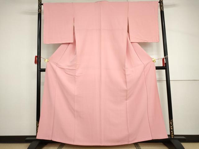 平和屋着物●上質な色無地　紅梅色　正絹　逸品　AABH8985cs