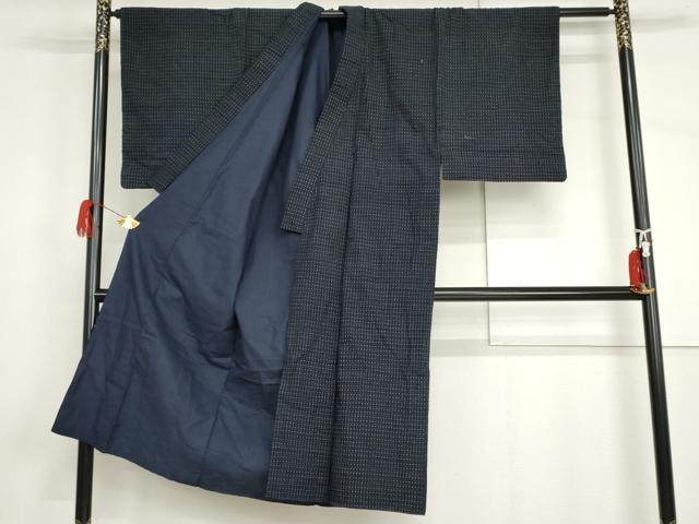 平和屋着物●男性　久留米絣　横段文　綿　逸品　AABH8989cs