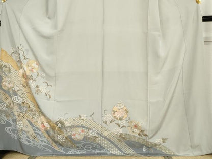 平和屋着物●色留訪問着　友禅　雪輪花唐草文　金彩　正絹　逸品　AABH8990cs