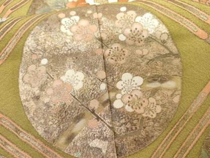 平和屋着物●色留訪問着　格子花丸文　金彩　正絹　逸品　AABH8991cs