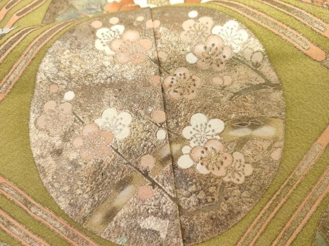 平和屋着物●色留訪問着　格子花丸文　金彩　正絹　逸品　AABH8991cs