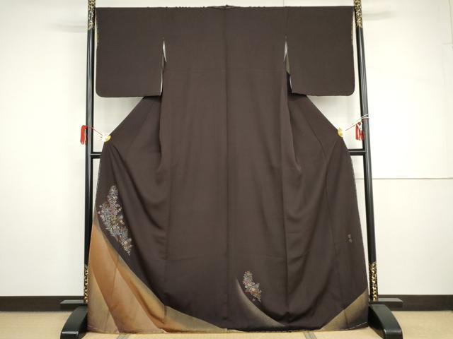 平和屋着物●世界的ファッションデザイナー 山本寛斎 kansaiブランド 色留訪問着 寿光織 金糸 ロング丈 正絹 逸品 未使用 AABH8993cs