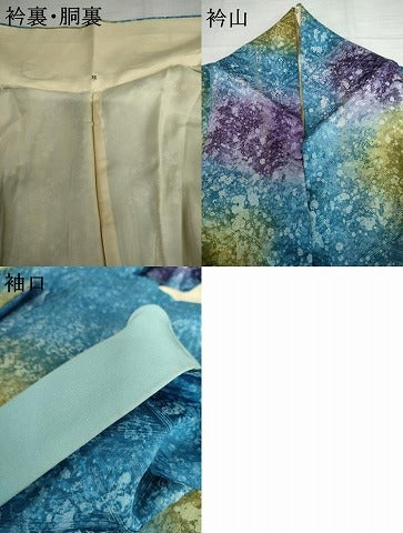 平和屋着物●訪問着　舞蝶文　暈し染め　金彩　正絹　逸品　AABH8996cs