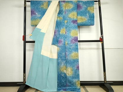平和屋着物●訪問着　舞蝶文　暈し染め　金彩　正絹　逸品　AABH8996cs