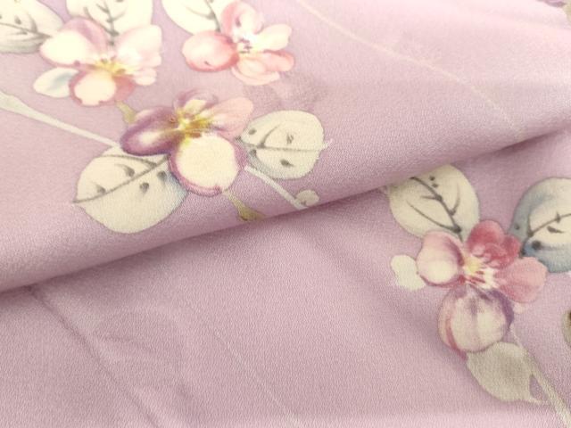 平和屋着物●染色作家　斉藤三才　小紋　手描き　枝花文　暈し染め　正絹　逸品　AABH8998cs