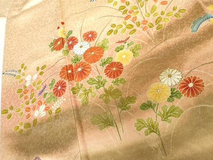 平和屋着物●豪華色留袖　駒刺繍　草花文　暈し染め　正絹　逸品　AABH8999cs