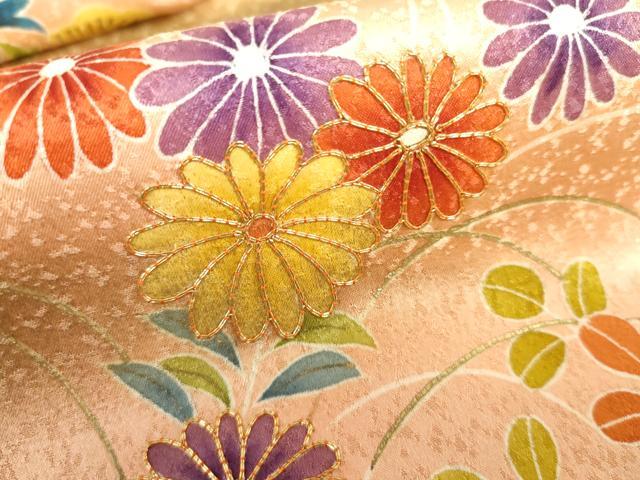平和屋着物●豪華色留袖　駒刺繍　草花文　暈し染め　正絹　逸品　AABH8999cs