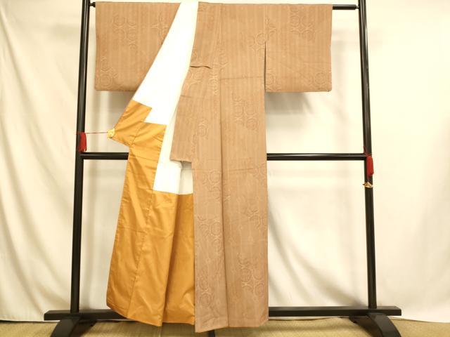 平和屋着物■小紋　切り嵌め草花丸文　洗える着物　AABH9008fw