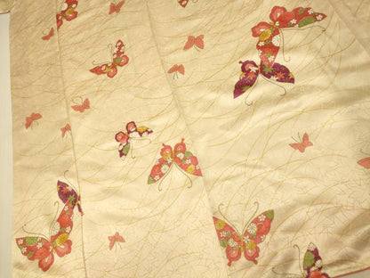 平和屋着物■上質な小紋 舞蝶芝文 金彩 正絹 逸品 AABH9011fw