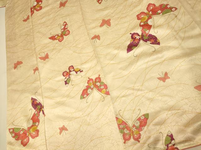 平和屋着物■上質な小紋 舞蝶芝文 金彩 正絹 逸品 AABH9011fw