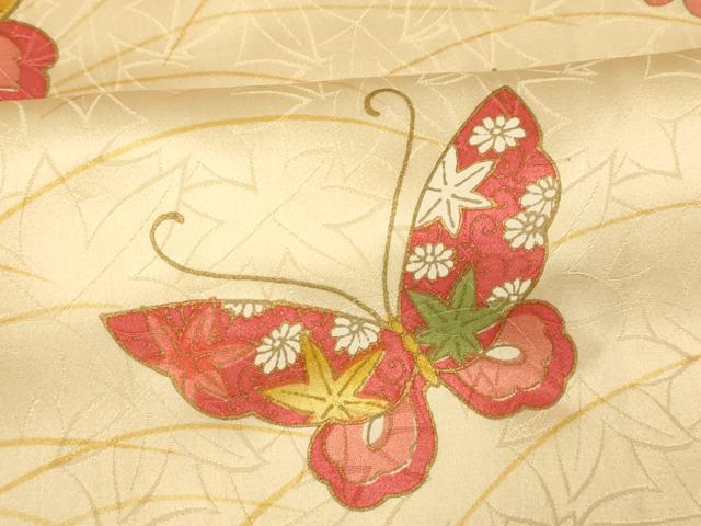 平和屋着物■上質な小紋 舞蝶芝文 金彩 正絹 逸品 AABH9011fw