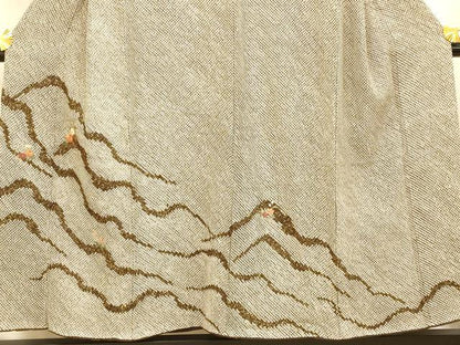 平和屋着物■訪問着　絞り　刺繍　草花山重ね文　金糸　金彩　正絹　逸品　AABH9014fw