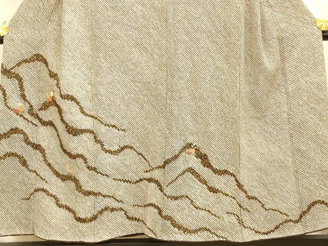 平和屋着物■訪問着　絞り　刺繍　草花山重ね文　金糸　金彩　正絹　逸品　AABH9014fw