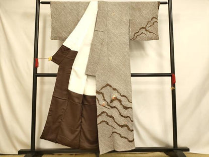 平和屋着物■訪問着　絞り　刺繍　草花山重ね文　金糸　金彩　正絹　逸品　AABH9014fw