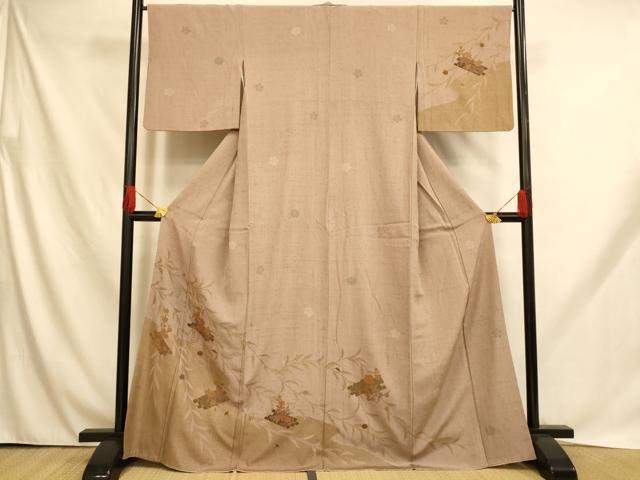 平和屋着物■訪問着　草花文　金彩　正絹　逸品　AABH9016fw