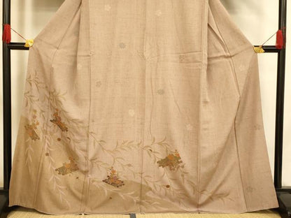 平和屋着物■訪問着　草花文　金彩　正絹　逸品　AABH9016fw