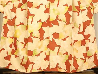 平和屋着物■豪華振袖　地紋起こし　草花文　金彩　正絹　逸品　AABH9018fw