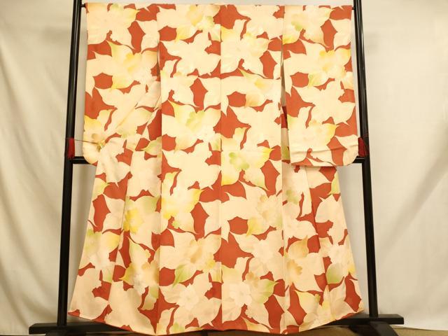 平和屋着物■豪華振袖　地紋起こし　草花文　金彩　正絹　逸品　AABH9018fw