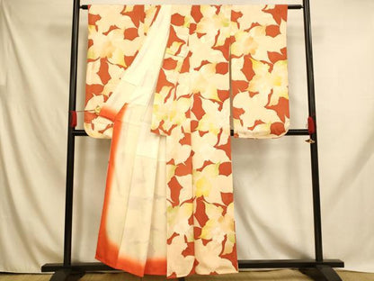 平和屋着物■豪華振袖　地紋起こし　草花文　金彩　正絹　逸品　AABH9018fw