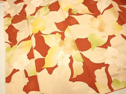 平和屋着物■豪華振袖　地紋起こし　草花文　金彩　正絹　逸品　AABH9018fw