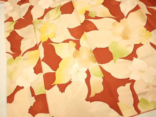 平和屋着物■豪華振袖　地紋起こし　草花文　金彩　正絹　逸品　AABH9018fw