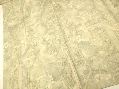 平和屋着物■上質な小紋　紬地　切り嵌め人物風景文　正絹　逸品　AABH9022fw