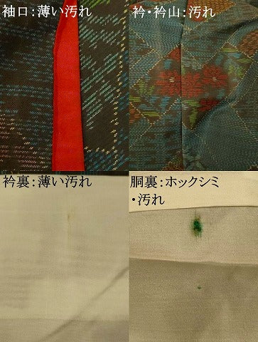 平和屋着物■本場大島紬　草花格子文　正絹　逸品　AABH9023fw