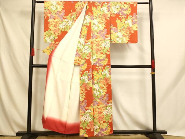 平和屋着物■上質な小紋 草花文 金彩 正絹 逸品 AABH9024fw