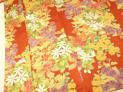 平和屋着物■上質な小紋 草花文 金彩 正絹 逸品 AABH9024fw