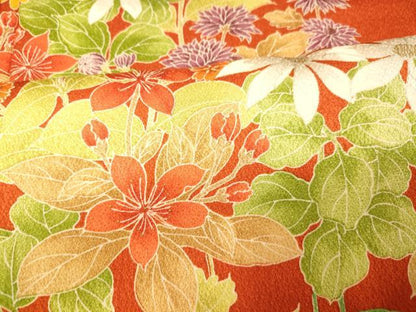 平和屋着物■上質な小紋 草花文 金彩 正絹 逸品 AABH9024fw