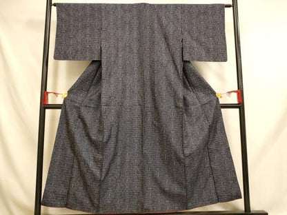 平和屋着物■上質な紬　道長格子　正絹　逸品　AABH9026fw